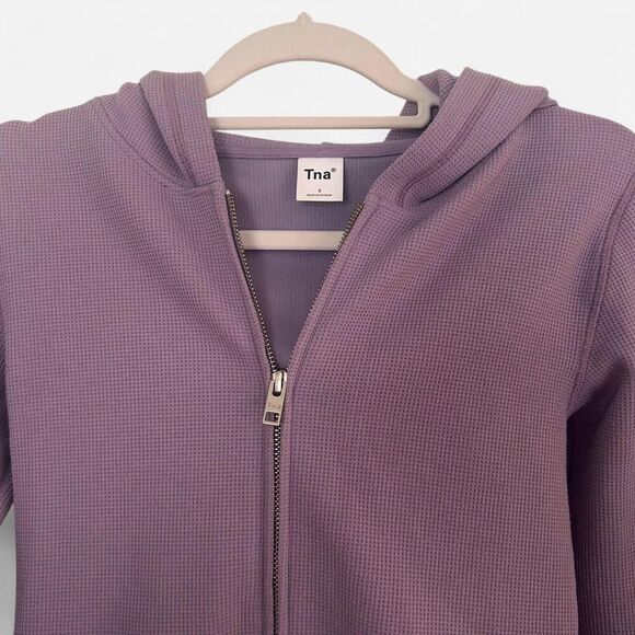 Aritzia TNA Seneca Lilac Waffle Knit Zip-Up Hoodie | Size Small - Picture 5 of 6
